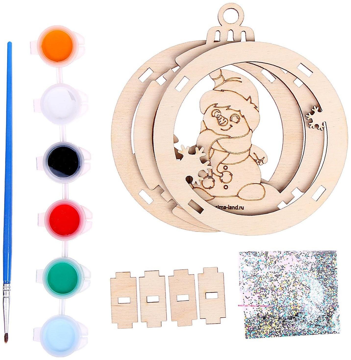 Роспись по дереву «Снеговичок»