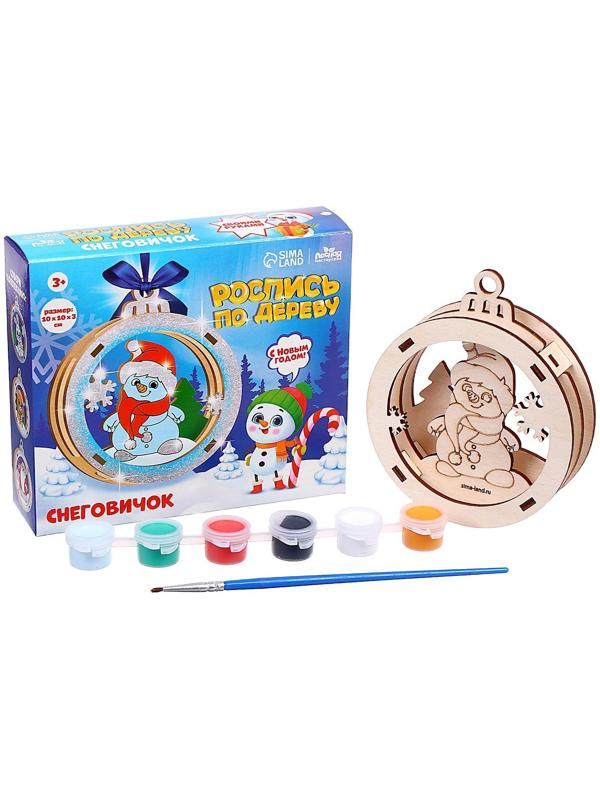 Роспись по дереву «Снеговичок»