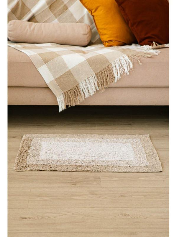 Коврик для ванной Доляна «Акварель», 50×80 см, 1250 г/м2, цвет бежевый