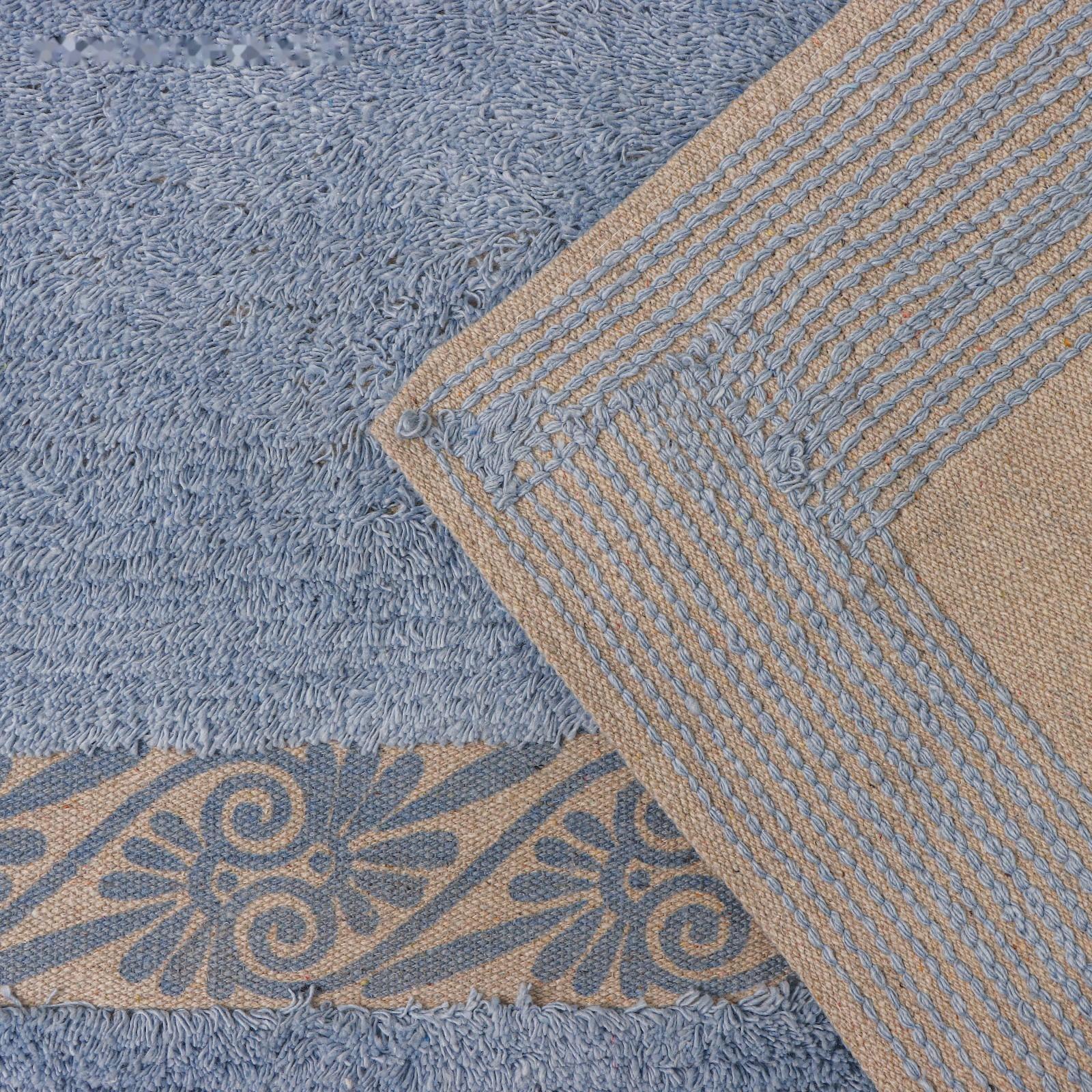 Коврик для ванной Доляна «Вензель», 50×80 см, 900 г/м2, 100% хлопок, цвет голубой