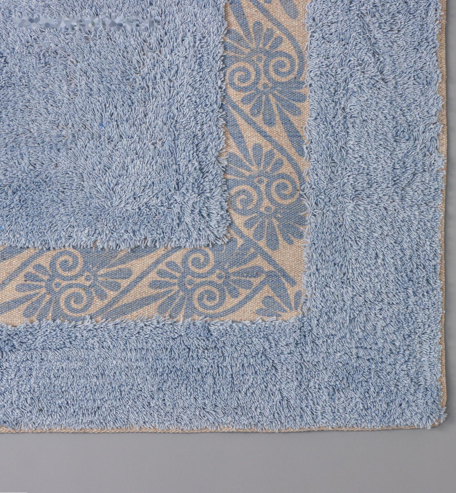 Коврик для ванной Доляна «Вензель», 50×80 см, 900 г/м2, 100% хлопок, цвет голубой