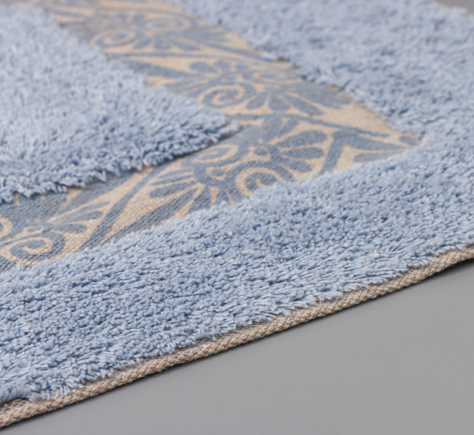 Коврик для ванной Доляна «Вензель», 50×80 см, 900 г/м2, 100% хлопок, цвет голубой