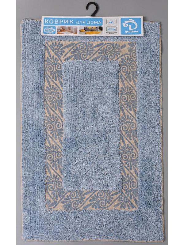 Коврик для ванной Доляна «Вензель», 50×80 см, 900 г/м2, 100% хлопок, цвет голубой