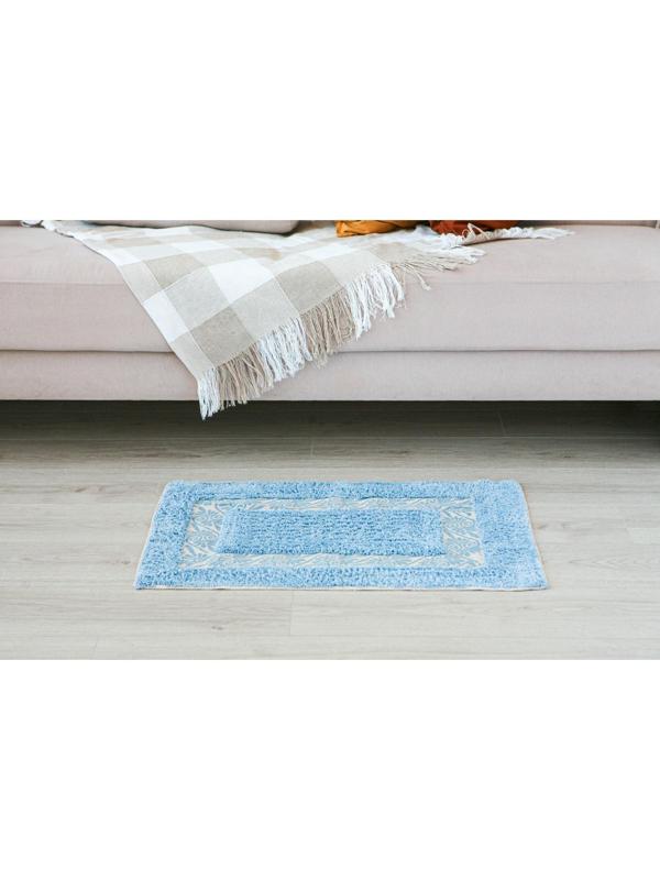 Коврик для ванной Доляна «Вензель», 50×80 см, 900 г/м2, 100% хлопок, цвет голубой