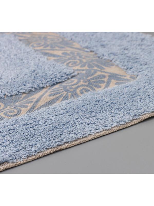 Коврик для ванной Доляна «Вензель», 50×80 см, 900 г/м2, 100% хлопок, цвет голубой