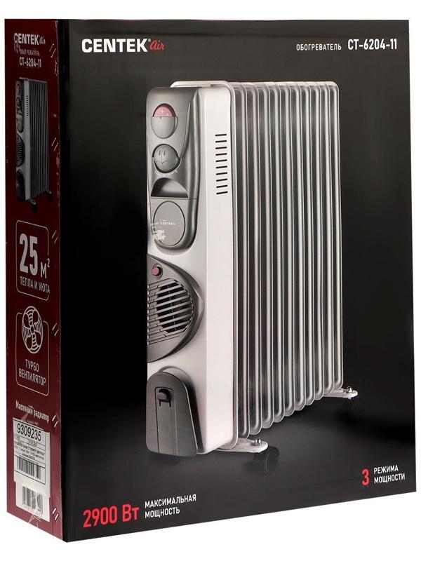 Обогреватель Centek CT-6204-11, масляный, 2900Вт, 11 секций, 25м², ТУРБО-вентилятор, 3режима
