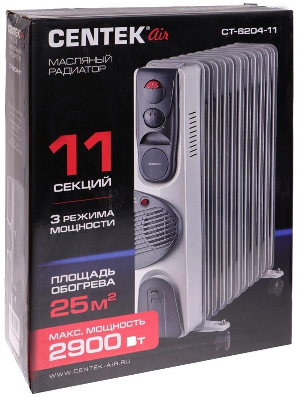 Обогреватель Centek CT-6204-11, масляный, 2900Вт, 11 секций, 25м², ТУРБО-вентилятор, 3режима