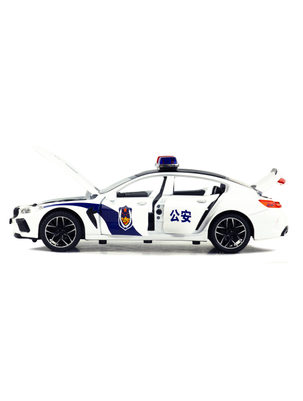 Металлическая машинка Model Car 1:24 «BMW M8 Полиция» А1900-172, 21 см., инерционная, свет, звук / Белый