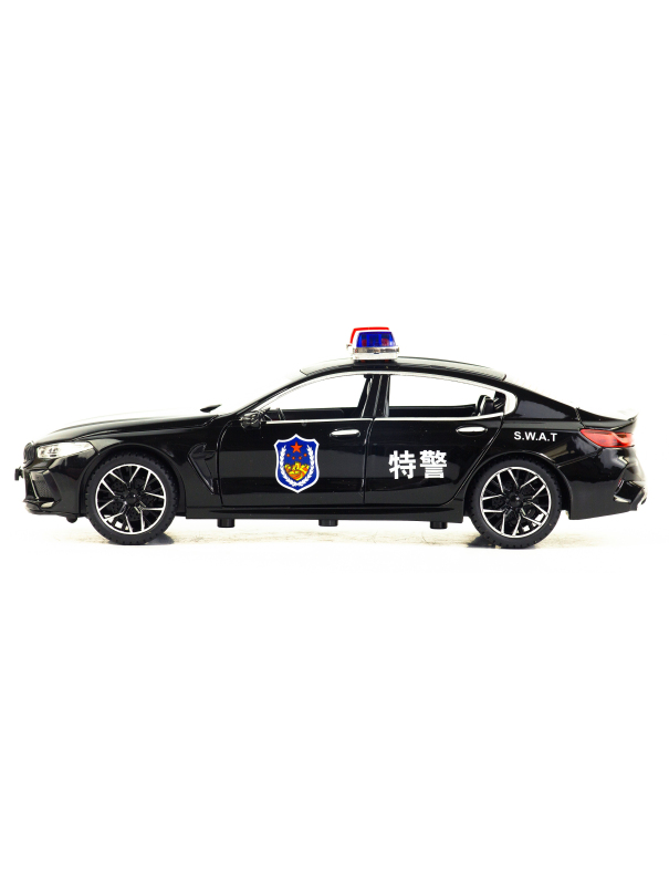 Металлическая машинка Model Car 1:24 «BMW M8 Полиция» А1900-172, 21 см., инерционная, свет, звук / Черный