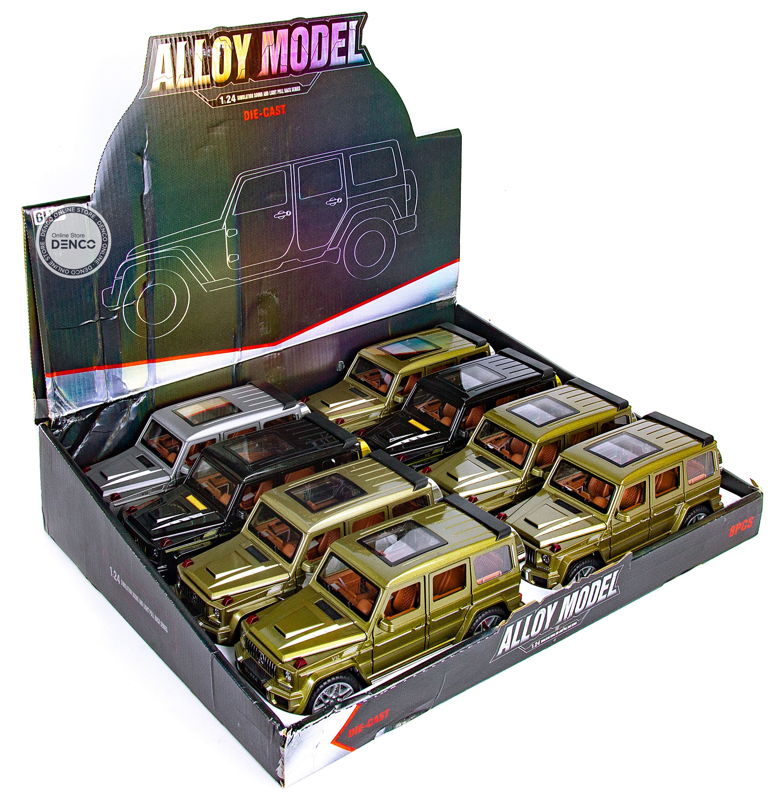 Металлическая машинка Alloy Model 1:24 «Mercedes-Benz G-class 4х4» А5503 21,5 см. инерционная, свет, звук / Серебристый