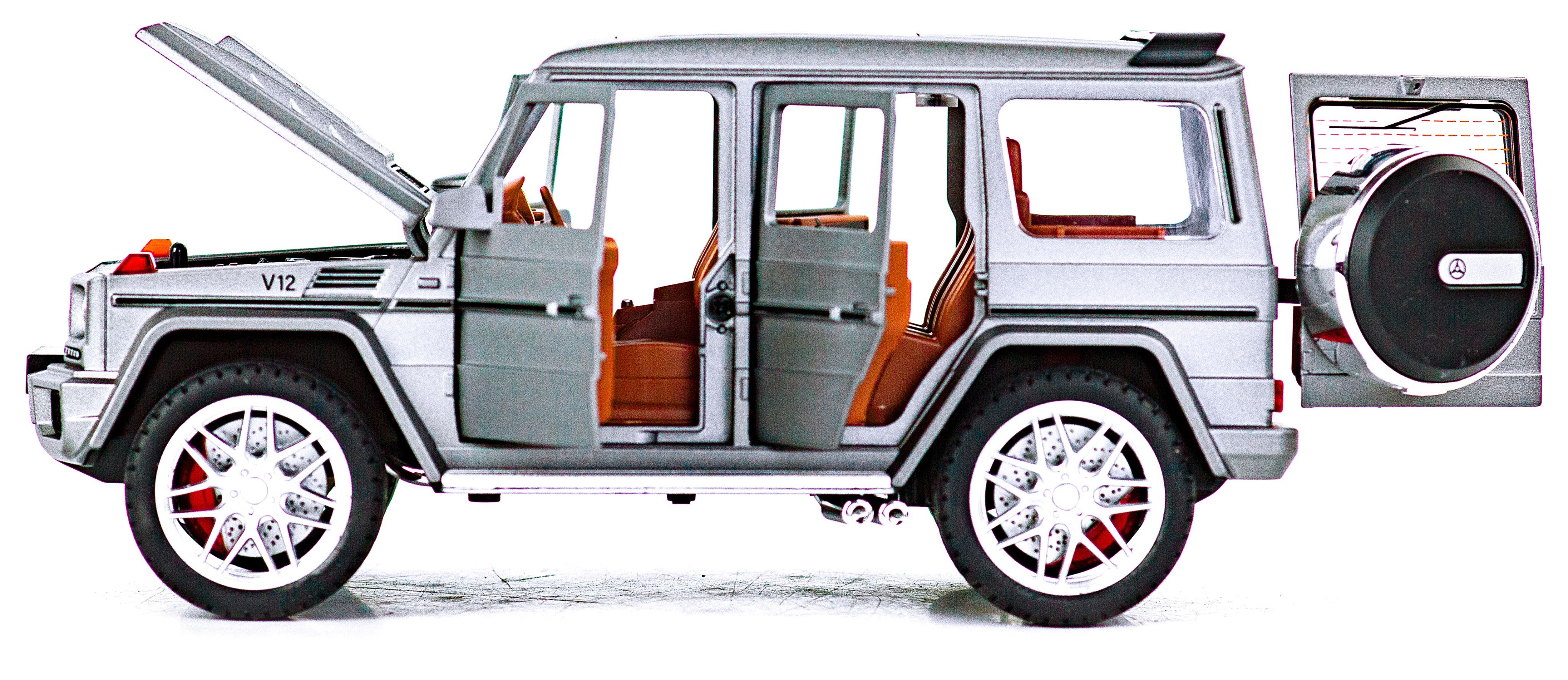 Металлическая машинка Alloy Model 1:24 «Mercedes-Benz G-class 4х4» А5503 21,5 см. инерционная, свет, звук / Серебристый