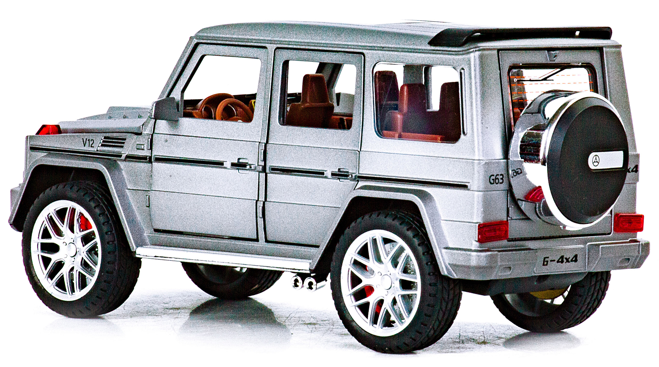 Металлическая машинка Alloy Model 1:24 «Mercedes-Benz G-class 4х4» А5503 21,5 см. инерционная, свет, звук / Серебристый