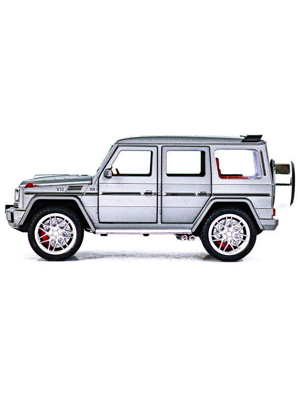 Металлическая машинка Alloy Model 1:24 «Mercedes-Benz G-class 4х4» А5503 21,5 см. инерционная, свет, звук / Серебристый