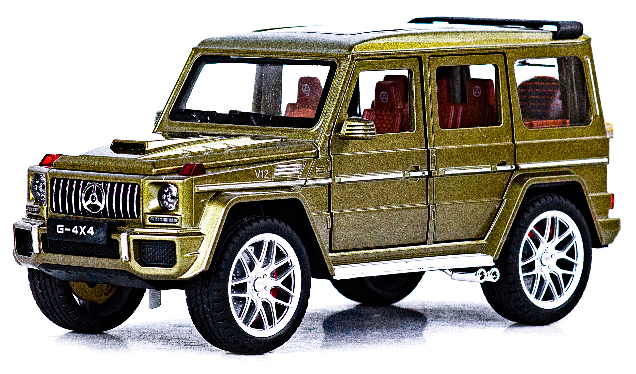 Металлическая машинка Alloy Model 1:24 «Mercedes-Benz G-class 4х4» А5503 21,5 см. инерционная, свет, звук / Золотистый