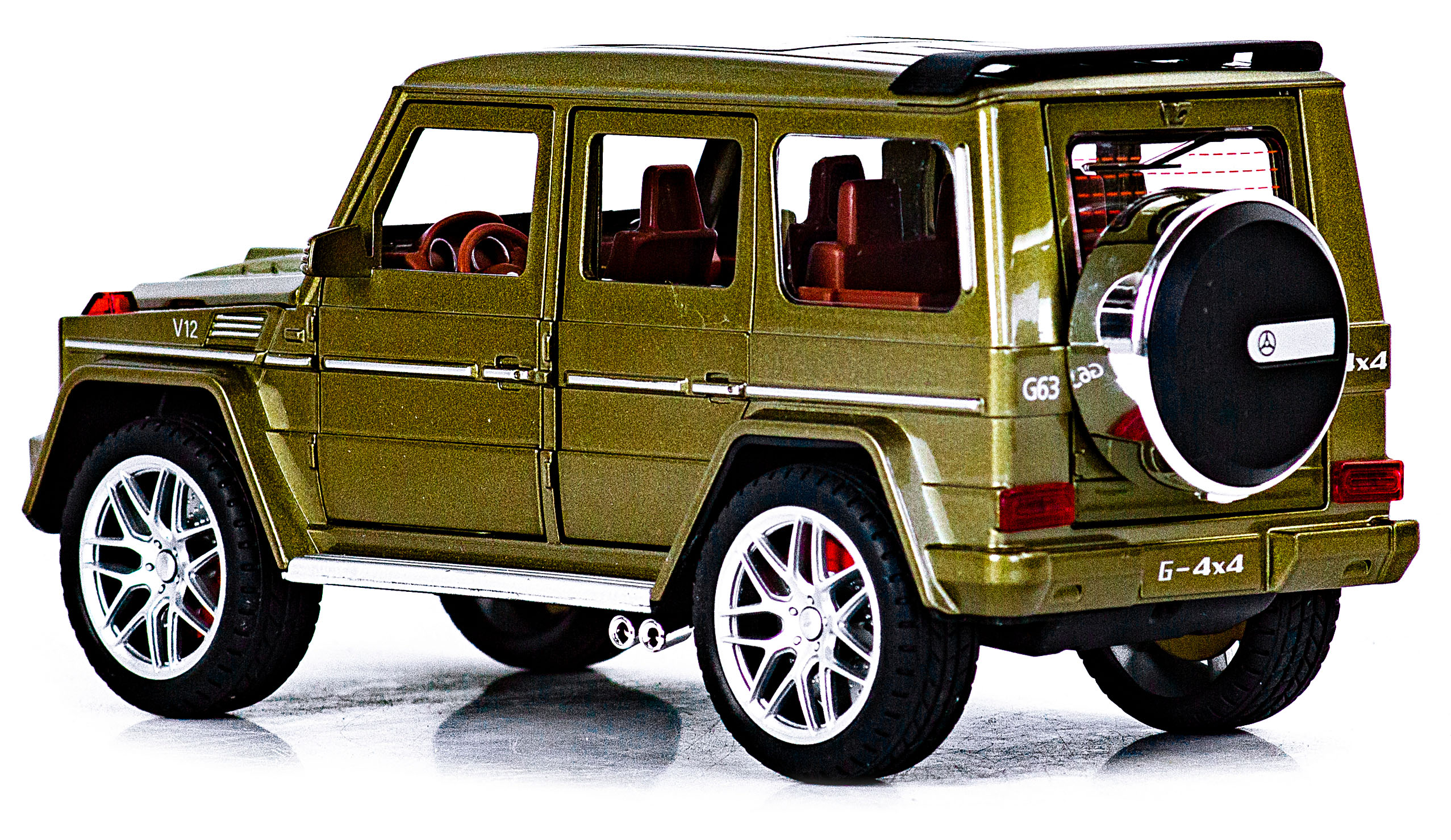 Металлическая машинка Alloy Model 1:24 «Mercedes-Benz G-class 4х4» А5503 21,5 см. инерционная, свет, звук / Золотистый