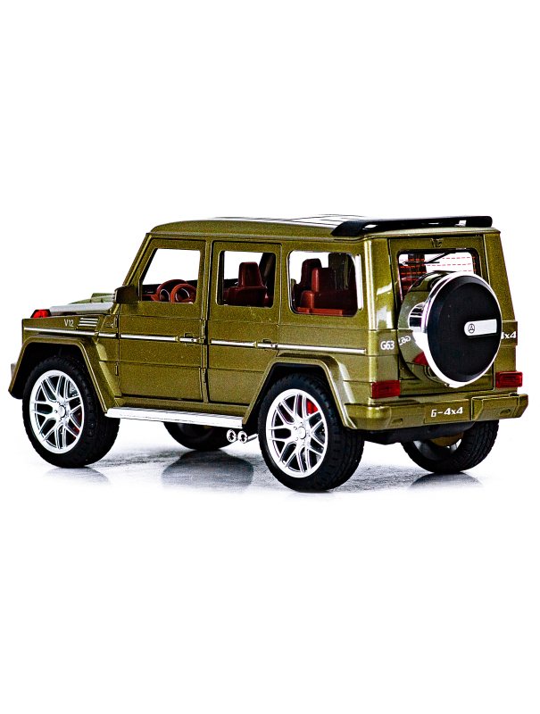 Металлическая машинка Alloy Model 1:24 «Mercedes-Benz G-class 4х4» А5503 21,5 см. инерционная, свет, звук / Золотистый