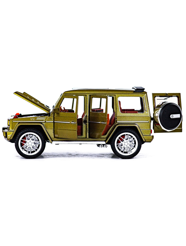 Металлическая машинка Alloy Model 1:24 «Mercedes-Benz G-class 4х4» А5503 21,5 см. инерционная, свет, звук / Золотистый