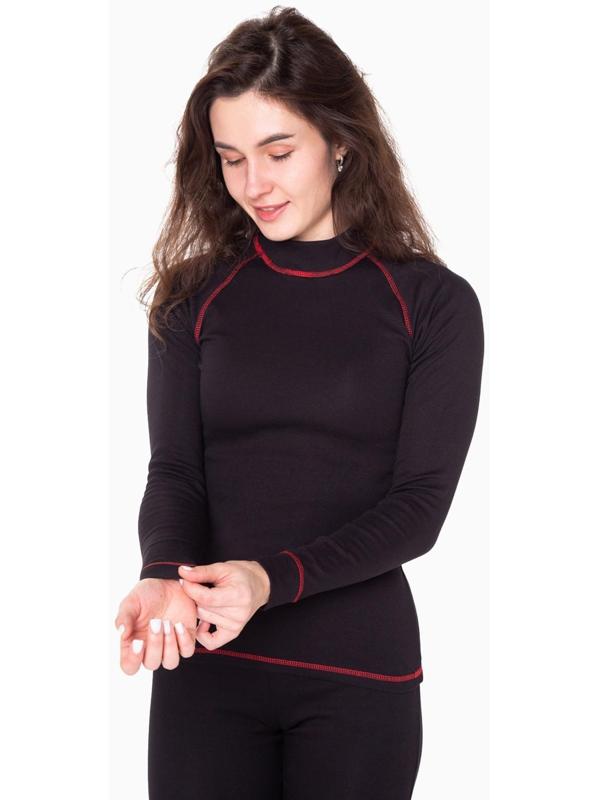 Термобельё женское (джемпер, леггинсы), цвет чёрный/красный, размер 42
