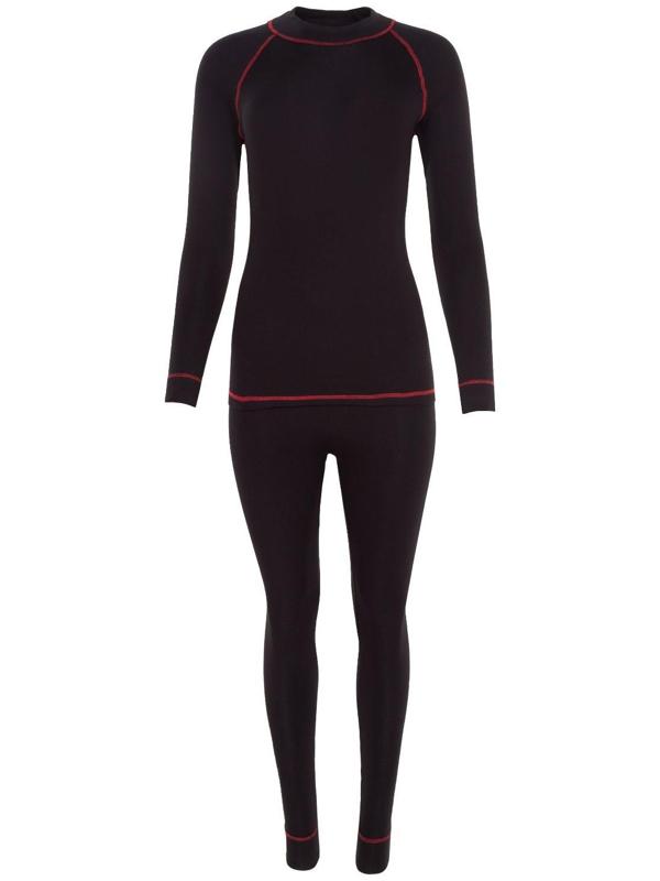 Термобельё женское (джемпер, леггинсы), цвет чёрный/красный, размер 42