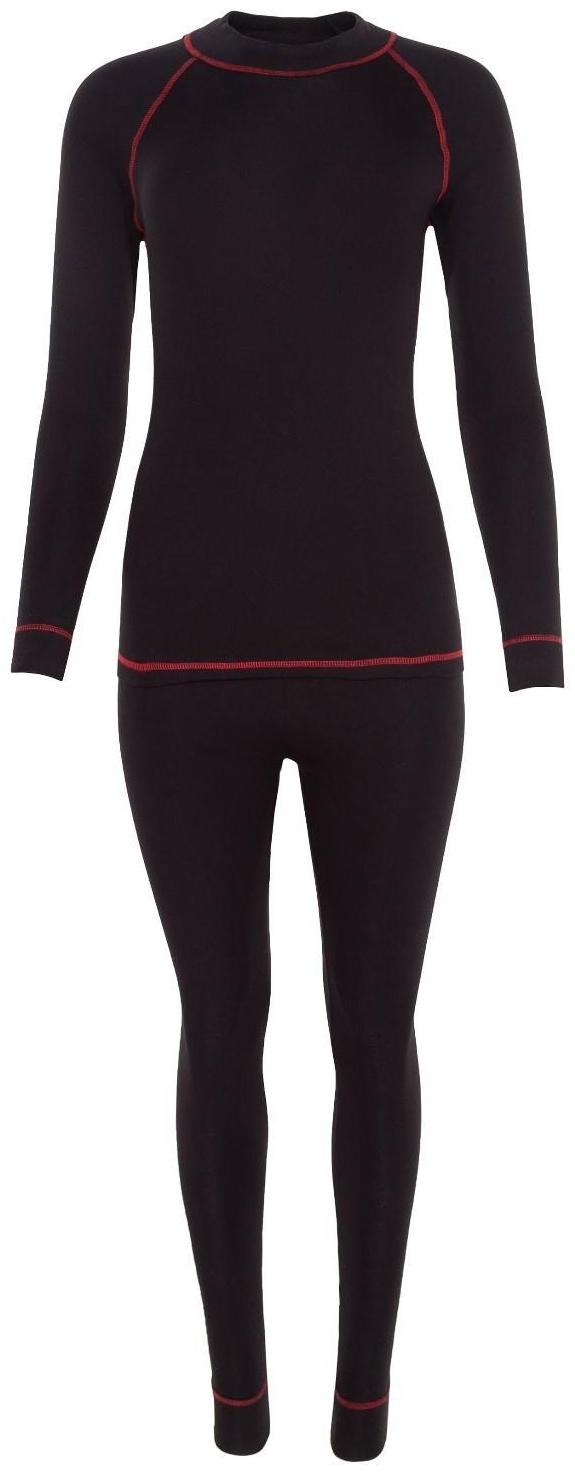 Термобельё женское (джемпер, леггинсы), цвет чёрный/красный, размер 56