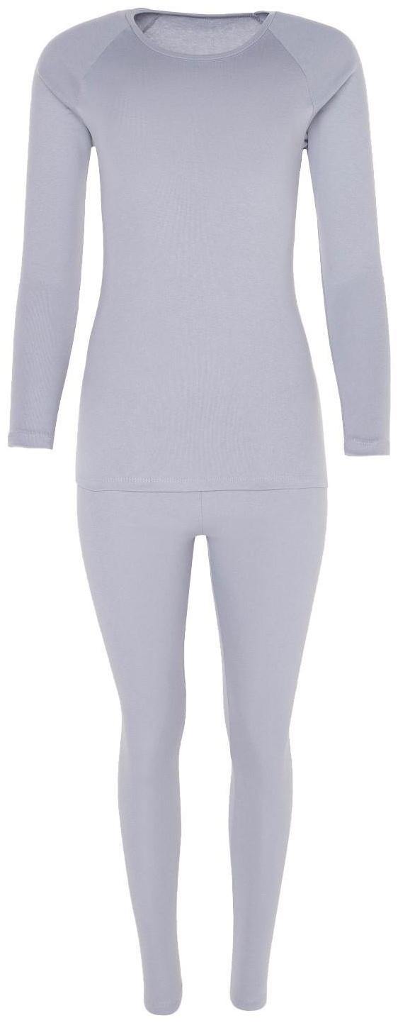 Термобельё женское (лонгслив, леггинсы), цвет светло-серый, размер 52