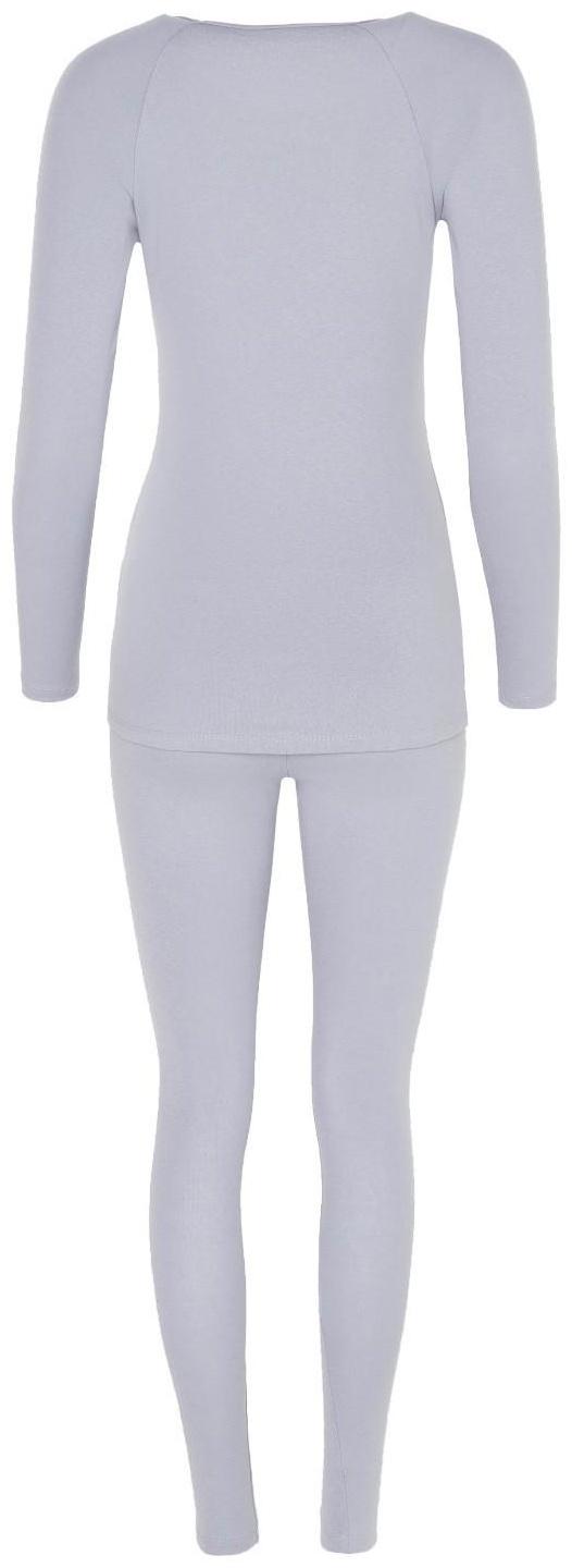 Термобельё женское (лонгслив, леггинсы), цвет светло-серый, размер 52