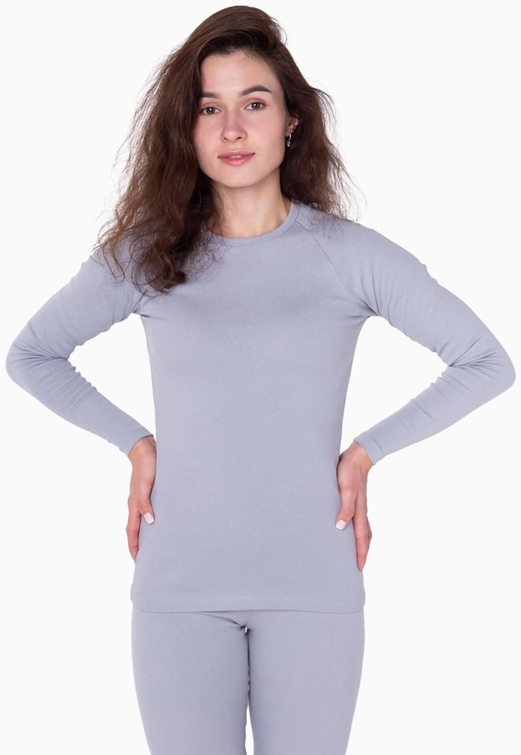 Термобельё женское (лонгслив, леггинсы), цвет светло-серый, размер 52