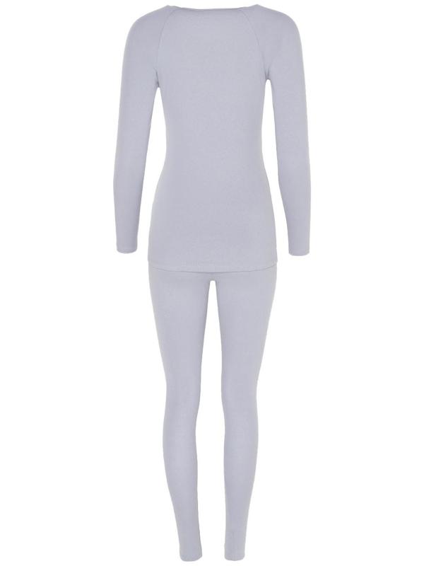 Термобельё женское (лонгслив, леггинсы), цвет светло-серый, размер 52