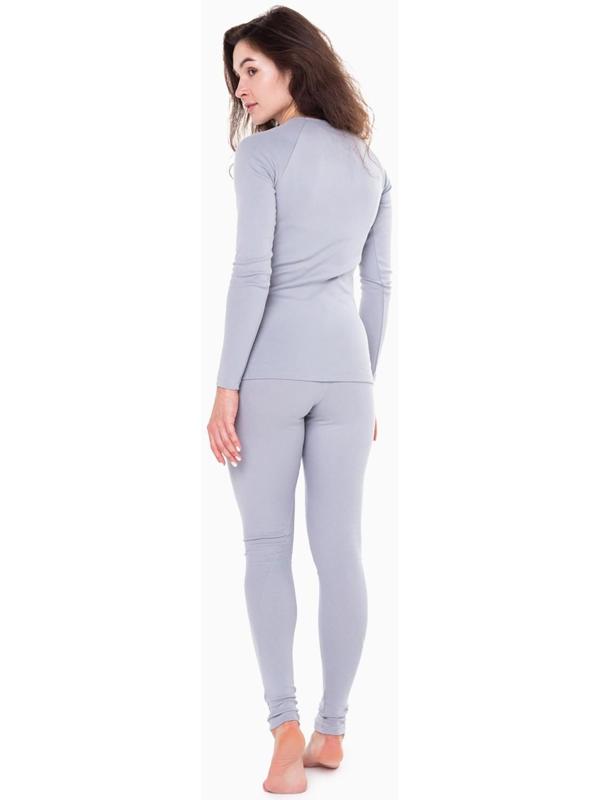 Термобельё женское (лонгслив, леггинсы), цвет светло-серый, размер 52