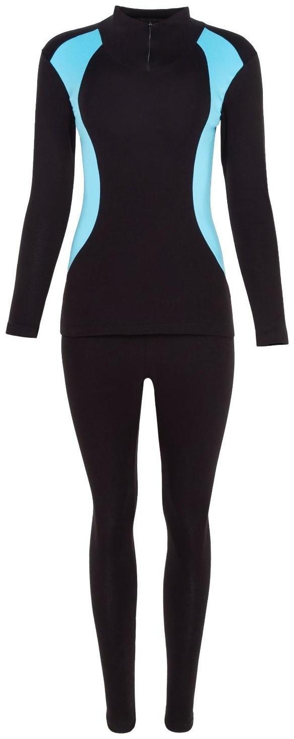 Термобельё женское (джемпер, леггинсы), цвет чёрный/голубой, размер 44