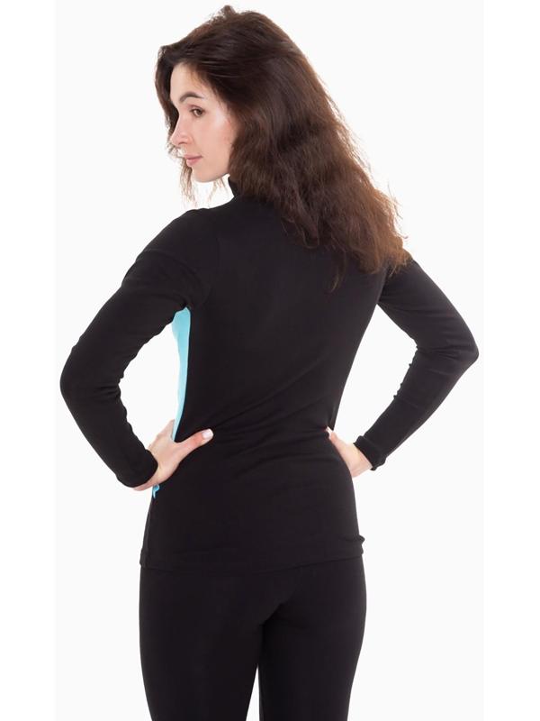 Термобельё женское (джемпер, леггинсы), цвет чёрный/голубой, размер 44