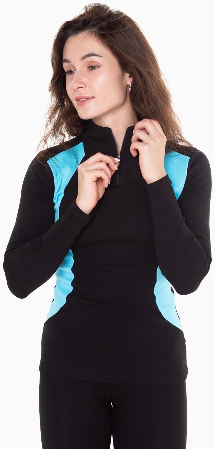 Термобельё женское (джемпер, леггинсы), цвет чёрный/голубой, размер 60