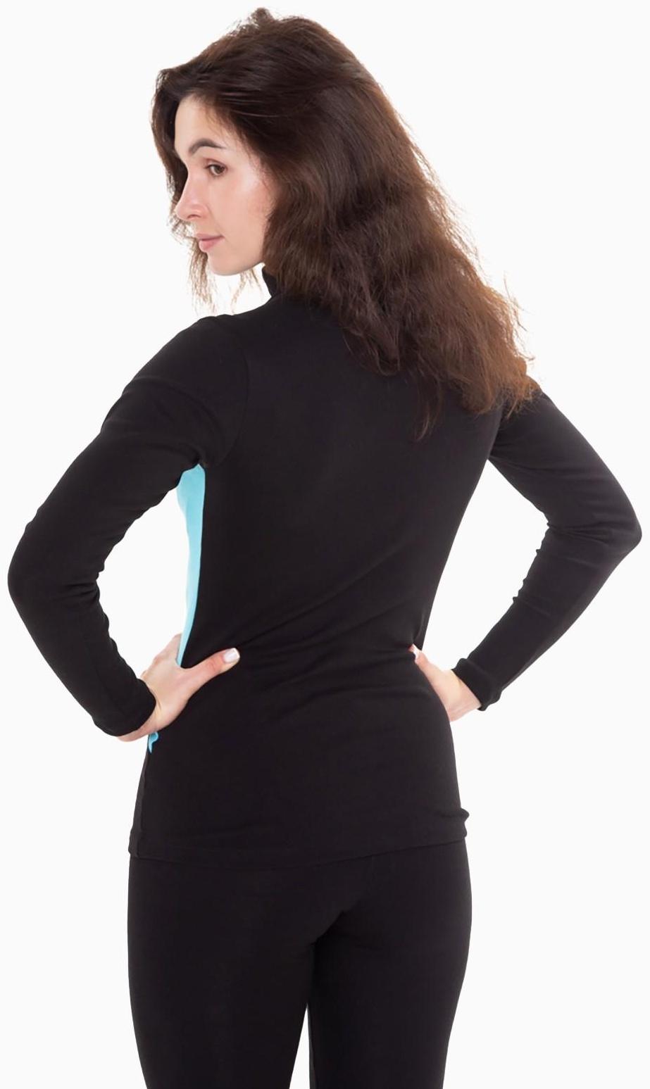 Термобельё женское (джемпер, леггинсы), цвет чёрный/голубой, размер 60