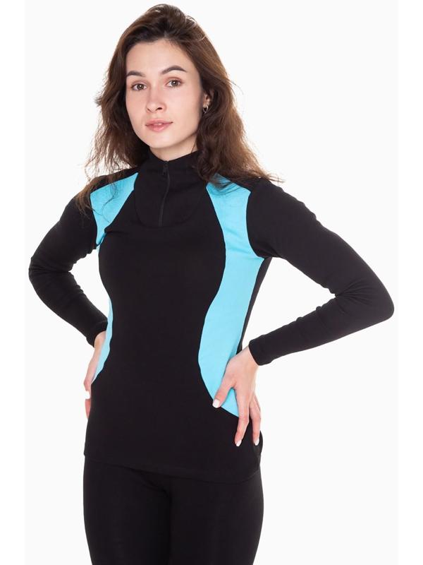 Термобельё женское (джемпер, леггинсы), цвет чёрный/голубой, размер 60