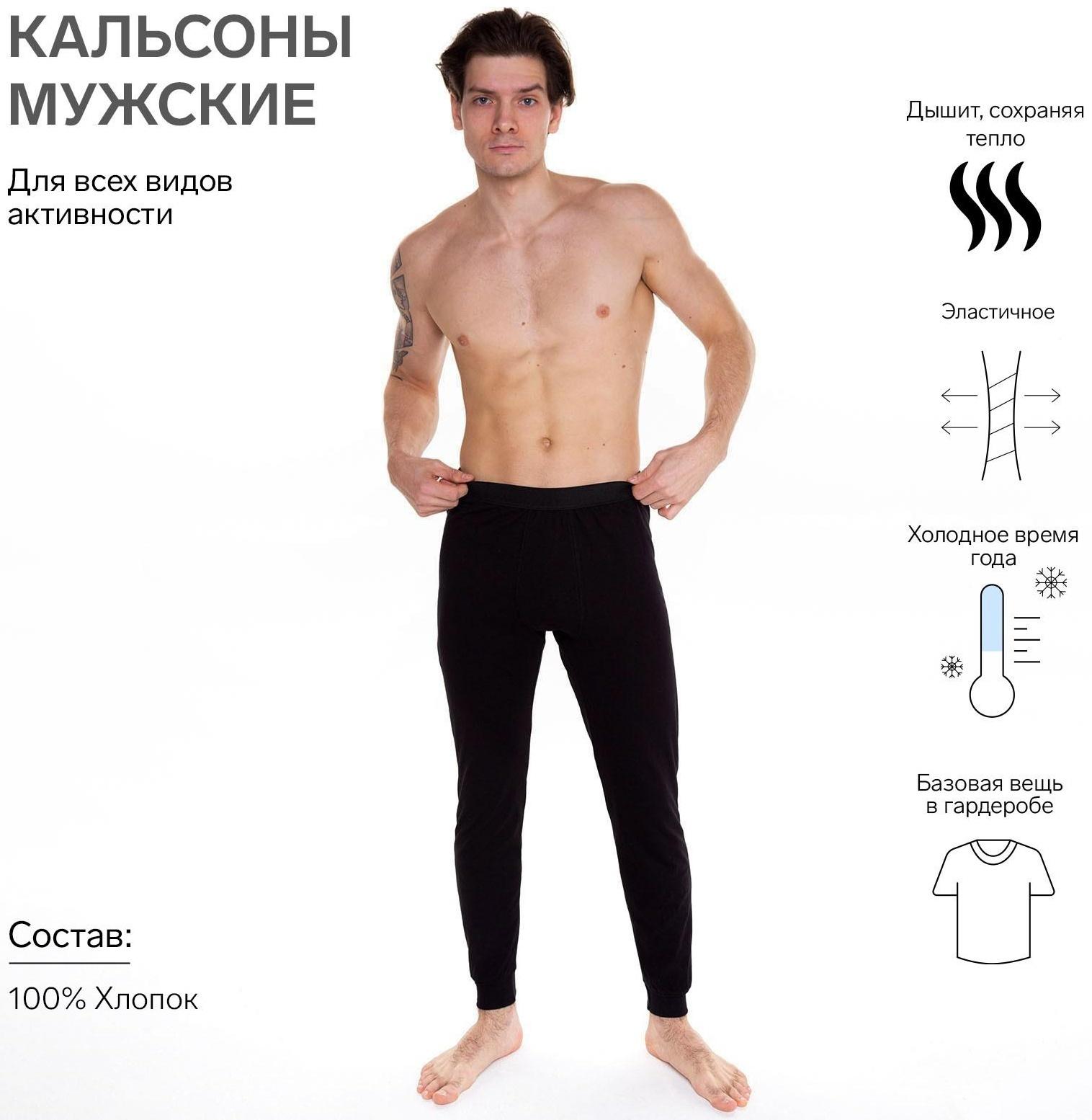 Термобельё мужское (кальсоны), цвет чёрный, размер 46