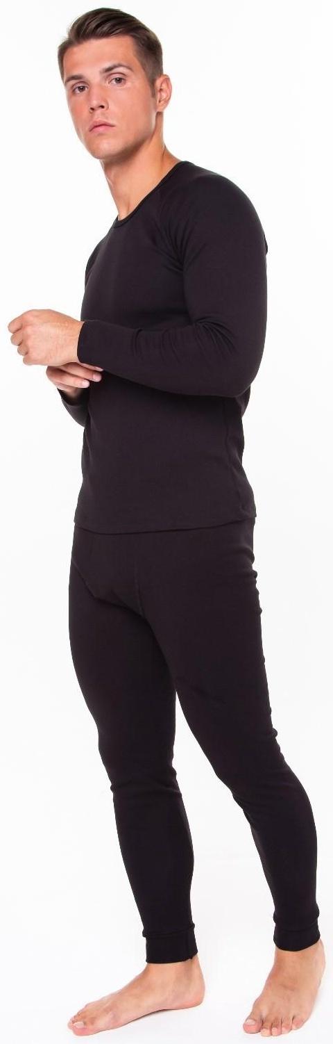 Термобельё мужское (джемпер, кальсоны), цвет чёрный, размер 46