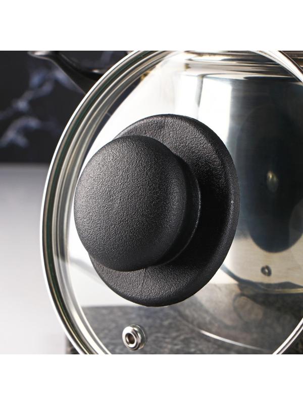 Крышка стеклянная для сковороды и кастрюли «Доляна», d=14 см, нержавеющий обод, пластиковая ручка