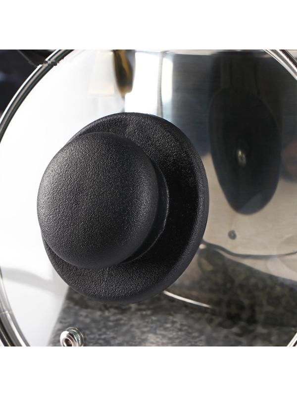 Крышка стеклянная для сковороды и кастрюли «Доляна», d=16 см, нержавеющий обод, пластиковая ручка