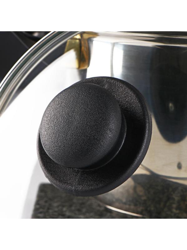 Крышка стеклянная для сковороды и кастрюли «Доляна», d=18 см, нержавеющий обод, пластиковая ручка