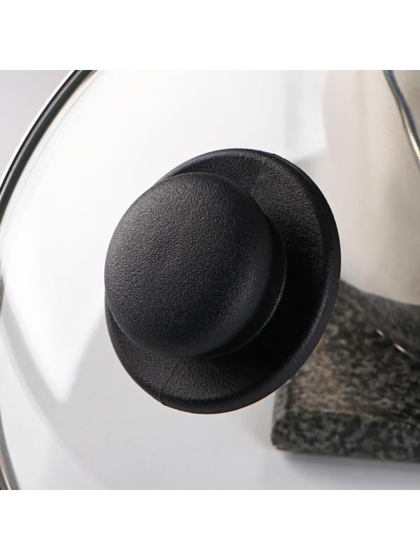 Крышка стеклянная для сковороды и кастрюли «Доляна», d=20 см, нержавеющий обод, пластиковая ручка