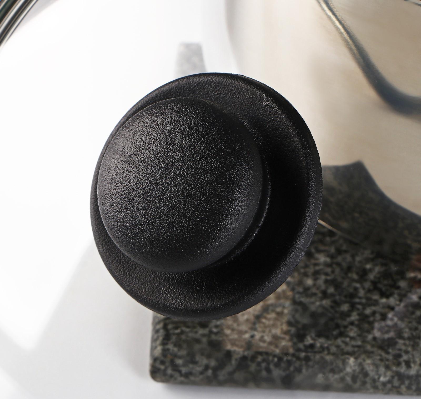 Крышка стеклянная для сковороды и кастрюли «Доляна», d=22 см, нержавеющий обод, пластиковая ручка