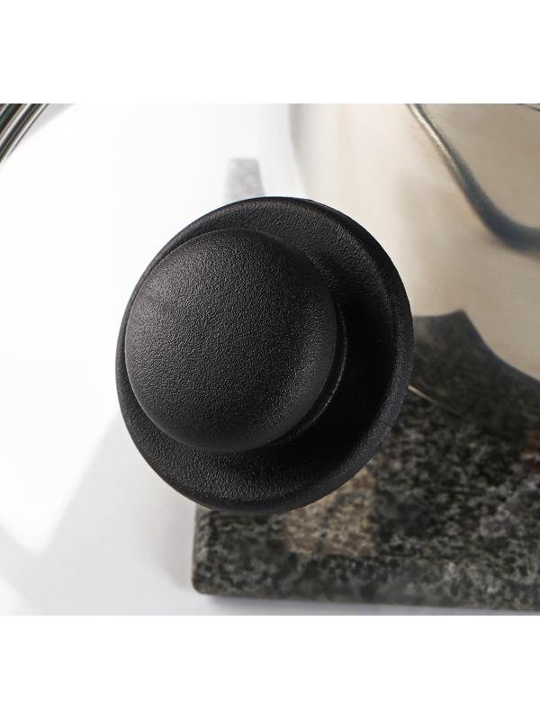 Крышка стеклянная для сковороды и кастрюли «Доляна», d=22 см, нержавеющий обод, пластиковая ручка