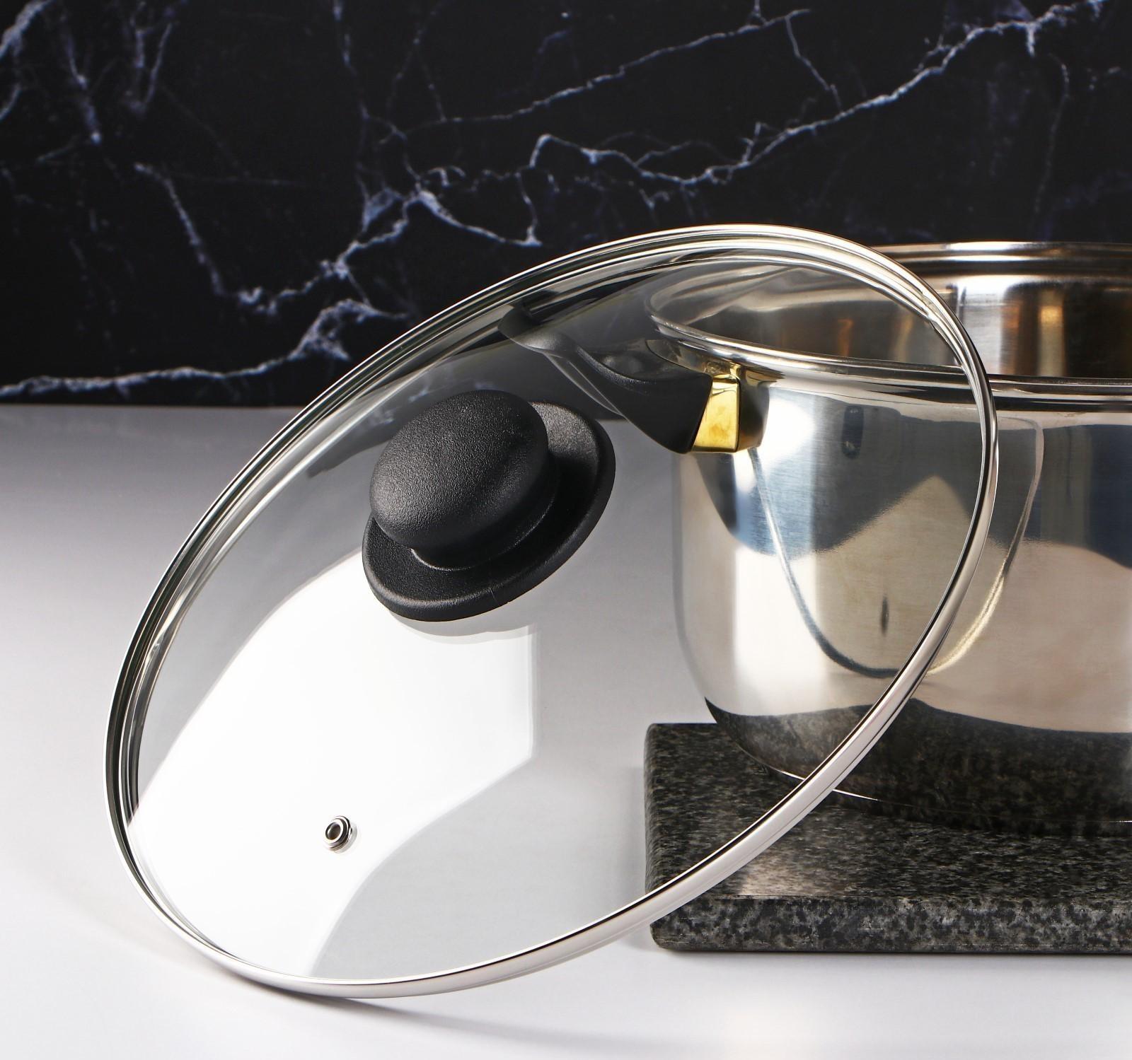 Крышка стеклянная для сковороды и кастрюли «Доляна», d=26 см, нержавеющий обод, пластиковая ручка