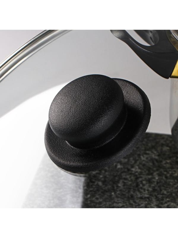 Крышка стеклянная для сковороды и кастрюли «Доляна», d=32 см, нержавеющий обод, пластиковая ручка