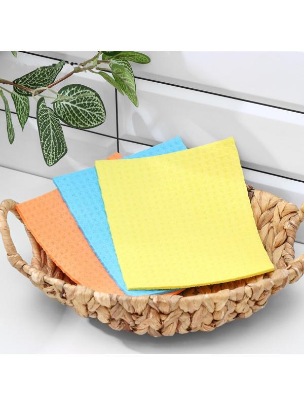 Салфетки из целлюлозы губчатые Доляна, 15×17 см, 3 шт