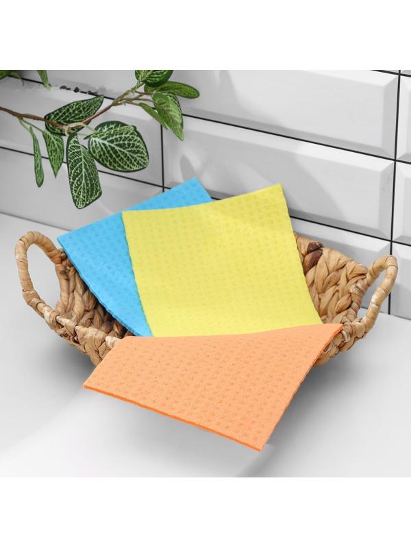 Салфетки из целлюлозы губчатые Доляна, 15×17 см, 3 шт