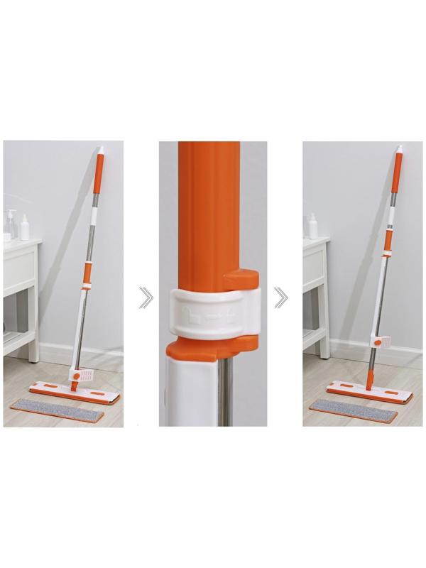 Швабра с отжимом, водосгоном и щёткой Raccoon, 2 насадки из микрофибры 42×11,5 см, стальная ручка 134 см