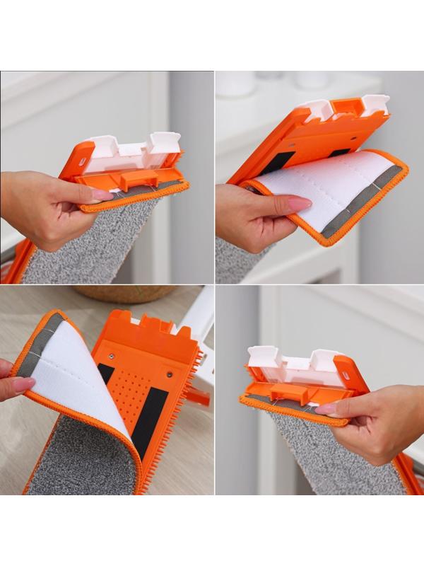 Швабра с отжимом, водосгоном и щёткой Raccoon, 2 насадки из микрофибры 42×11,5 см, стальная ручка 134 см