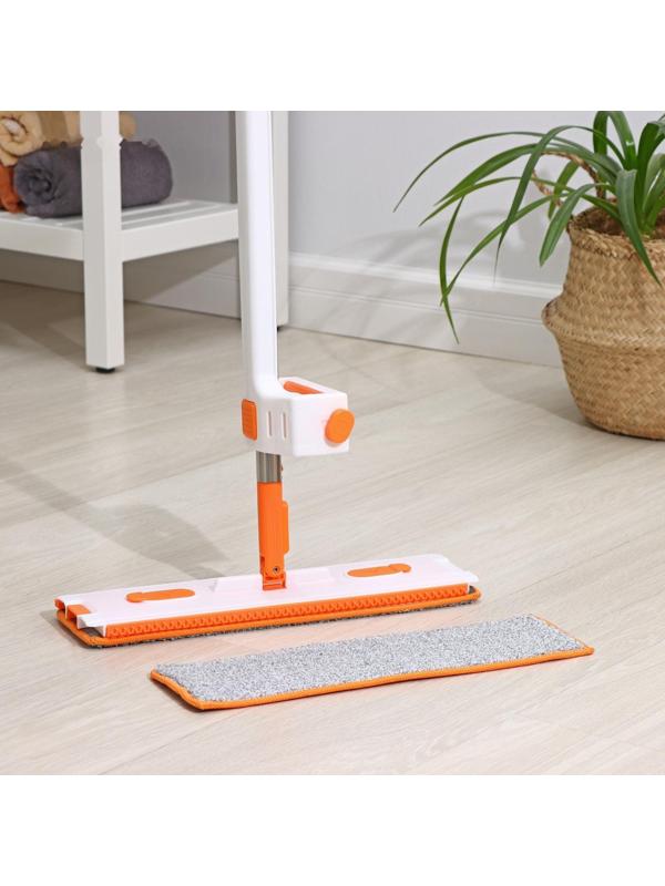 Швабра с отжимом, водосгоном и щёткой Raccoon, 2 насадки из микрофибры 42×11,5 см, стальная ручка 134 см