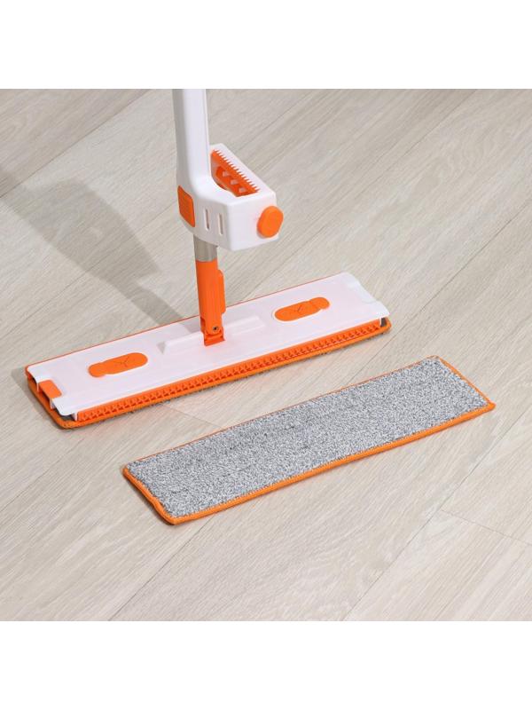 Швабра с отжимом, водосгоном и щёткой Raccoon, 2 насадки из микрофибры 42×11,5 см, стальная ручка 134 см